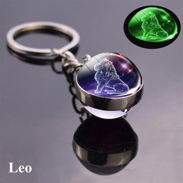 Glow in the Dark Zodiac Constellation Double Sided Glass Ball Keychain-Your Soul Place